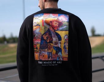 Embroidered Van Gogh Sweatshirt: Unisex Oversized Art Hoodie