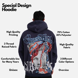 Oversized Graphic Hoodie: Unisex Streetwear, Cotton Blend