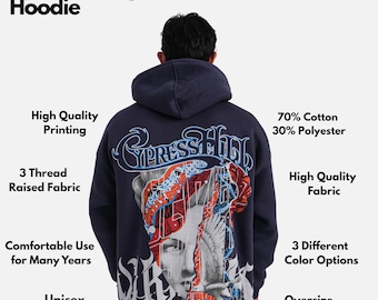 Bluza z kapturem z grafiką w dużym rozmiarze: unisex, odzież uliczna, mieszanka bawełny
