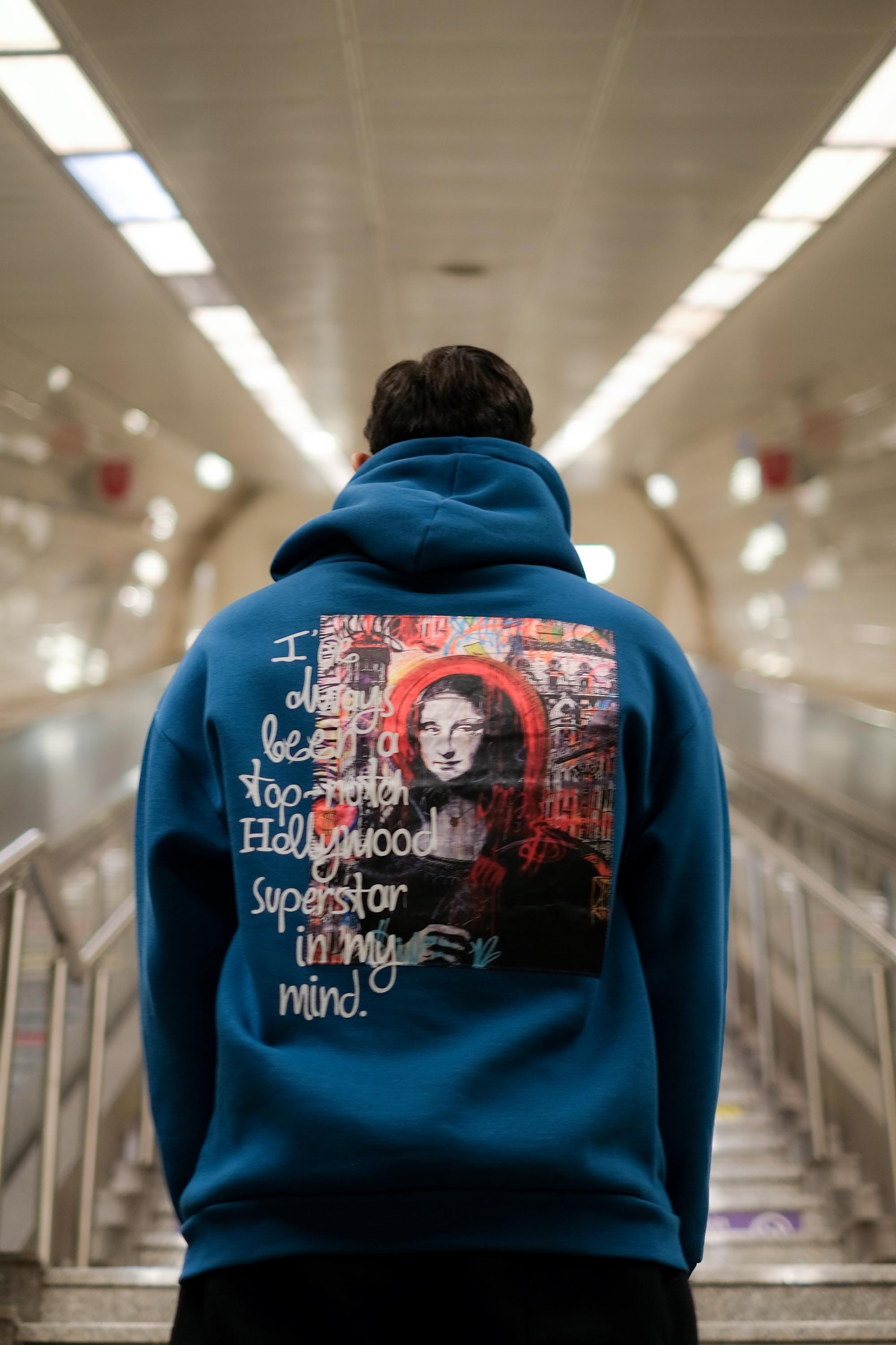 Oversized Mona Lisa Hoodie, Embroidery Art Clothing, Aesthetic