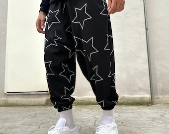 Unisex Star Print Harem Pants: Baggy Streetwear Shalwar Trousers