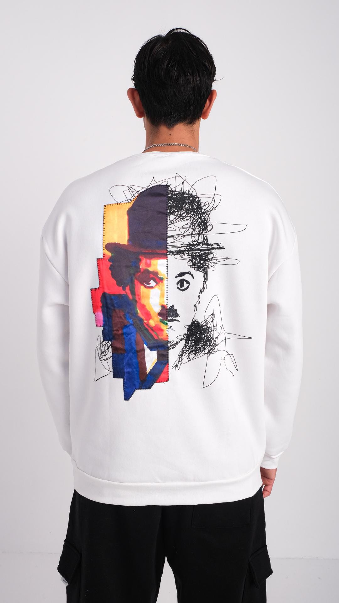 Oversized Charlie Chaplin Sweatshirt: Embroidered Art Clothing - Etsy