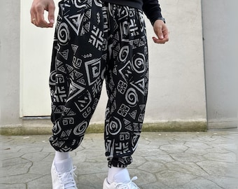 Unisex Harem Pants: Baggy Cotton Blend Shalwar Trousers