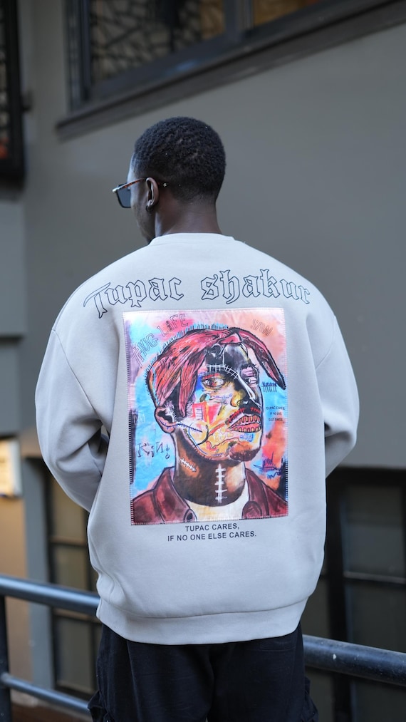 Embroidered Tupac Oversized Sweatshirt: 2pac Hiphop Streetwear - Etsy