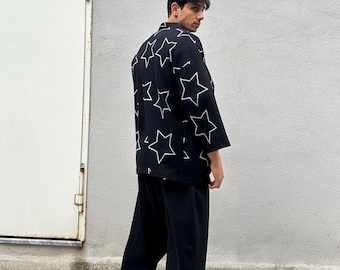 Japanese Streetwear Kimono: Unisex Cotton Blend Haori Cardigan