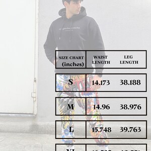 K&ouml;nnte beinhalten: Gr&ouml;&szlig;entabelle f&uuml;r Hosen in Zoll. Die Tabelle zeigt die Taillen- und Beinl&auml;ngen f&uuml;r die Gr&ouml;&szlig;en S, M, L, XL und XXL.
