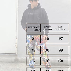 K&ouml;nnte beinhalten: Gr&ouml;&szlig;entabelle f&uuml;r Hosen mit Ma&szlig;en in Zentimetern f&uuml;r Bundweite und Beinl&auml;nge. Die Tabelle zeigt die Gr&ouml;&szlig;en S, M, L, XL und XXL mit entsprechenden Bundweiten von 36, 38, 40, 42 und 44 cm und Beinl&auml;ngen von 97, 99, 101, 103 und 105 cm.