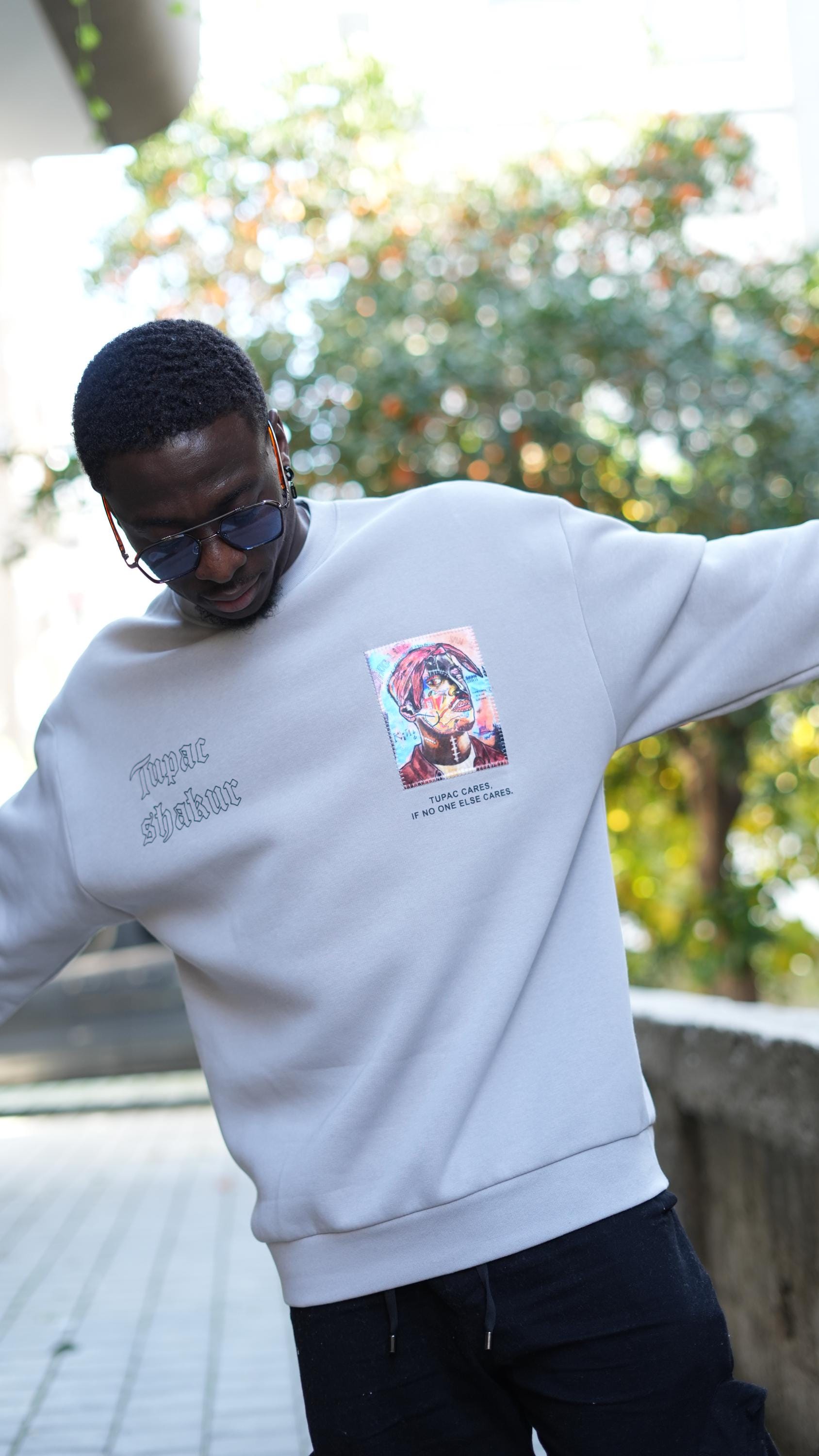 Embroidered Tupac Oversized Sweatshirt: 2pac Hiphop Streetwear - Etsy