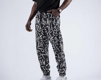 Sport Jogger Hose, Unisex Kleidung, Ästhetische Streetwear Hose, Hose im Skateboard-Stil, Grafitti Jogger, Damen und Herren Jogginghose