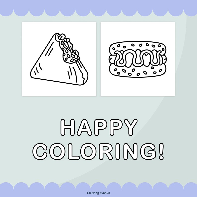 Yummy Bites Coloring Pages Set of 20 Super Cute Bold and Easy Coloring ...