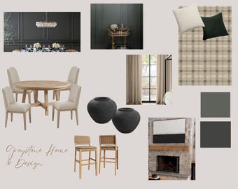 May include: A collage of images showcasing home decor ideas. The images include a dining room with a wooden table and chairs, a living room with a fireplace and a TV, a bedroom with a bed and curtains, and a bathroom with a bathtub and shower. The images also include various decorative items such as vases, lamps, and throw pillows.