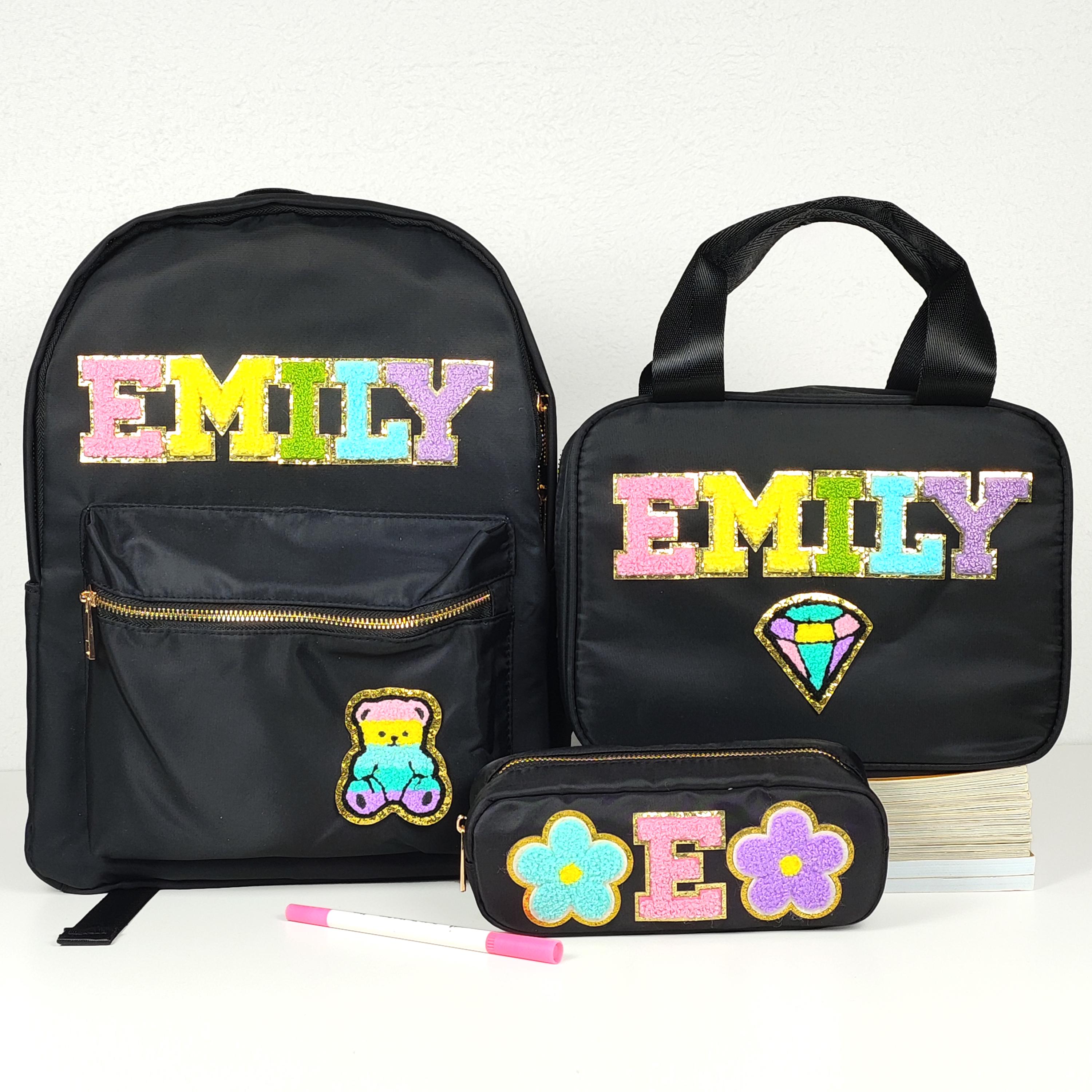 Personalized Backpack Set Lunch Box Pencil Bag Nylon Custom Swen ...