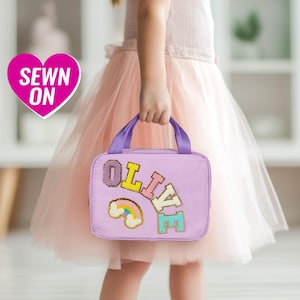 Sac à lunch personnalisé Sac à lunch personnalisé Sac à lunch pour enfant Patchs en chenille en nylon Rentrée des classes Monogramme personnalisable Garçon Fille Cadeau étudiant