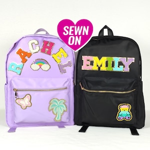 Personalized Backpack Customizable Monogram Backpack Nylon Patch Kid School Bag Back to school Custom Letter Backpack Boy Girl Student Gift