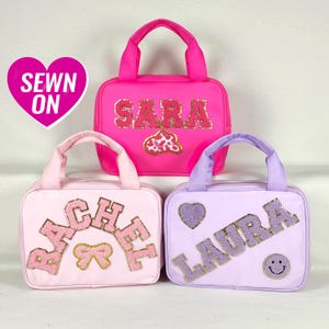 Gepersonaliseerde lunchtas Aangepaste lunchboxtas Lunchtas voor kinderen Nylon chenille-patches Terug naar school Aanpasbaar monogram Cadeau voor jongen en meisje