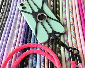 Universal Cell Phone Holder 3 in 1 Silicon Common Phone Case Finger Ring Colorful Strap Neck Lanyard Sling Necklace Cord Mobile Phone Stand
