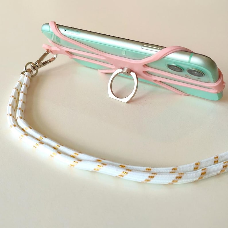 Universal Mobile Phone Holder Silicon Common Phone Case with Finger Ring Colourful Strap Neck Lanyard Sling Necklace Cord Cell Phone Stand image 4