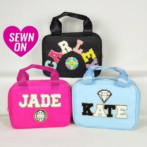 Gepersonaliseerde lunchbox Aangepaste lunchbox Lunchtas voor kinderen Nylon chenille-patches Terug naar school Aanpasbaar monogram Cadeau voor jongen en meisje
