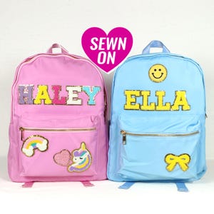 Mochila personalizada Mochila con monograma personalizable Mochila de nailon con parche para niños Mochila escolar Mochila con letras personalizadas para niños y niñas Regalo para estudiantes