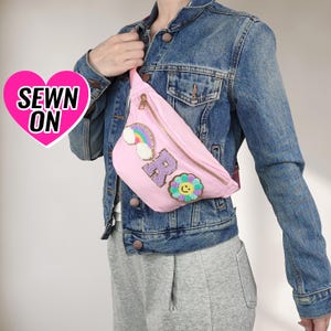 Personalisierte Bauchtasche Genäht auf Kundenspezifische Gürteltaschen Nähen Chenille Patches Umhängetasche Taille Tasche Bachelorette Hüftgürteltasche Reisegeldbeutel