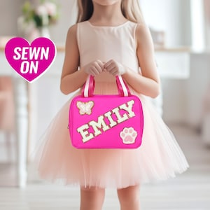 Custom Lunch Bag Personalized Lunch Box Bag Kid Lunch Bag Nylon Chenille Patches Back to school Customizable Monogram Boy Girl Student Gift