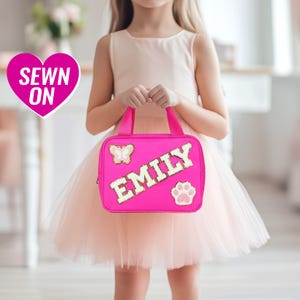 Sac à lunch personnalisé Sac à lunch personnalisé Sac à lunch pour enfant Patchs en chenille en nylon Rentrée des classes Monogramme personnalisable Garçon Fille Cadeau étudiant