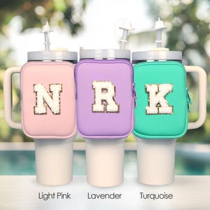 Benutzerdefinierte Tumbler Beutel Personalisierte Wasserflasche Tasche Tasse Zubehör Beutel Bauchtasche Anfangsbuchstabe Name Patch 20 Unze 30 Unze 40 Unze Tasse Zubehör