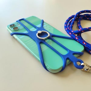 Universal Mobile Phone Holder Silicon Common Phone Case with Finger Ring Colourful Strap Neck Lanyard Sling Necklace Cord Cell Phone Stand image 3