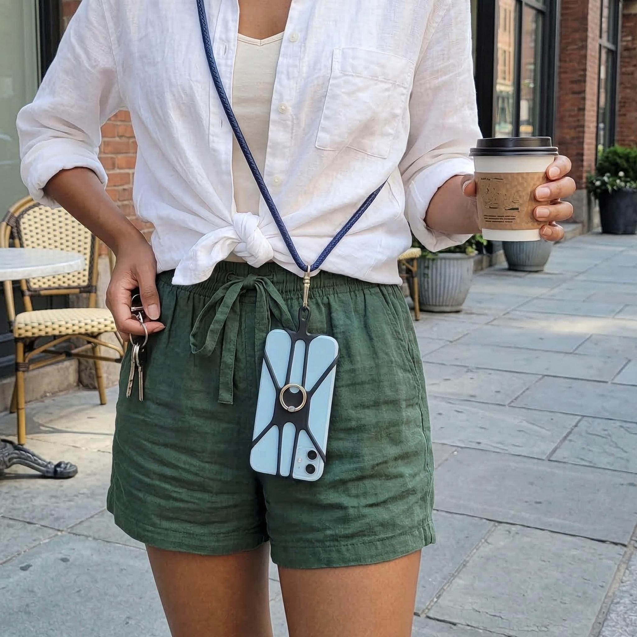 Universal Cell Phone Holder Silicon Common Phone Case with Finger Ring Solid Color Strap Neck Lanyard Sling Necklace Cord Mobile Phone Stand