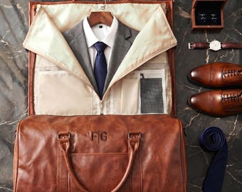 Groomsmen Kleidungsstück Seesack Personalisierte Leder Duffle Cabrio Anzug Schuhfach Benutzerdefinierte Reise Weekender Abschlussgeschenk für Männer