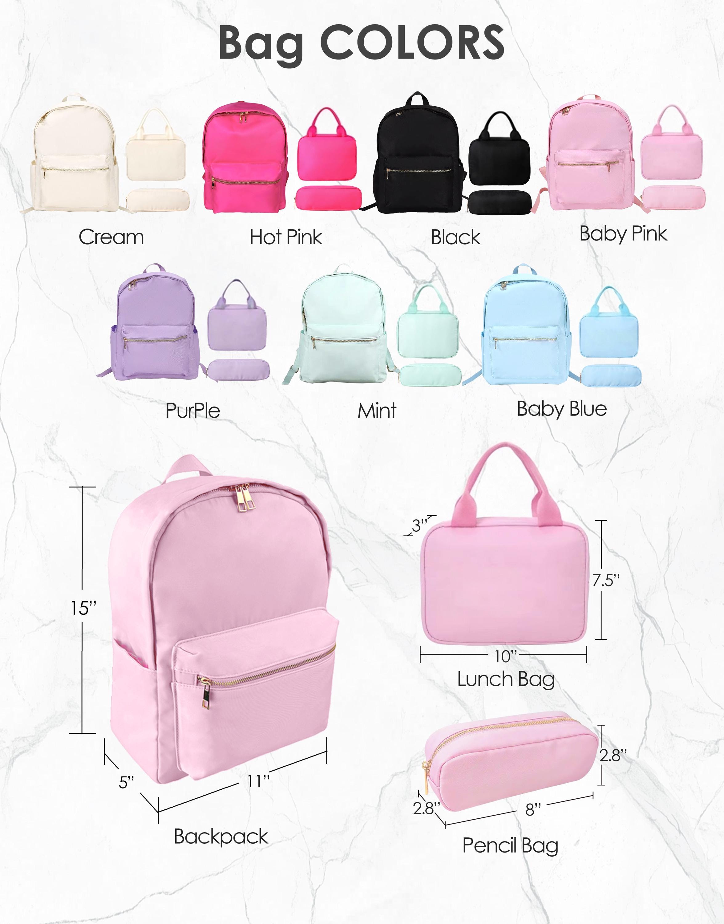 Personalized Backpack Set Lunch Box Pencil Bag Nylon Custom Swen ...