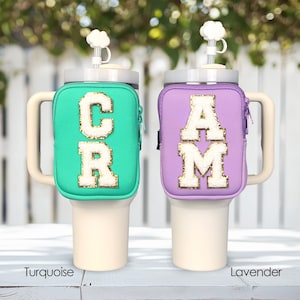 2 Letras Personalizadas Copo Bolsa Personalizada Garrafa de Água Bolsa Copo Acessórios Bolsa Pochete Inicial Letra Nome Patch 30oz 40oz Acessório