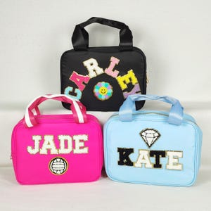 Custom Lunch Bag Personalized Lunch Box Bag Kid Lunch Bag Nylon Chenille Patches Back to school Customizable Monogram Boy Girl Student Gift