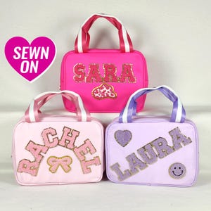 Custom Lunch Bag Personalized Lunch Box Bag Kid Lunch Bag Nylon Chenille Patches Back to school Customizable Monogram Boy Girl Student Gift