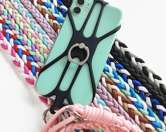 Universal Cell Phone Holder Braided Silicon Common Phone Case Finger Ring Colorful Strap Neck Lanyard Sling Necklace Cord Mobile Phone Stand