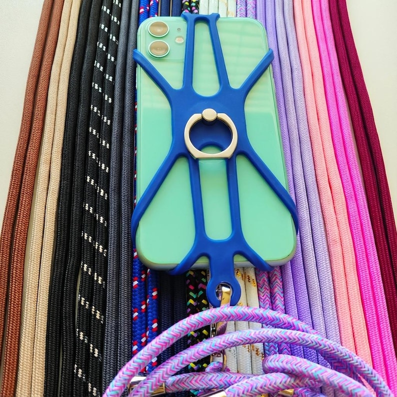 Universal Mobile Phone Holder Silicon Common Phone Case with Finger Ring Colourful Strap Neck Lanyard Sling Necklace Cord Cell Phone Stand image 8