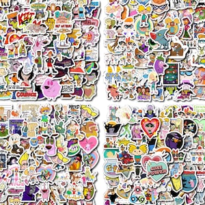200PCS , 250PCS 90s Cartoon Waterproof Vinyl Stickers – Retro Animation Decals for Laptop, Water Bottle, Skateboard, and More!