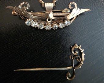 Victorian Gold Filled Masonic Brooch | Antique Freemason Pin with Removable Sword