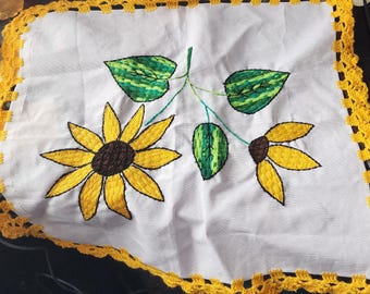 Vintage Embroidered Casserole Dish Cover: Handmade Linen Potluck Cover