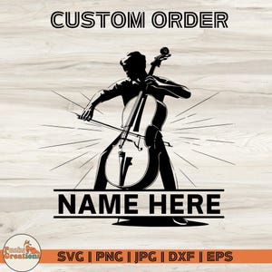 Custom Cellist SVG, Personalized Cello Player Sweat Shirt, Classical Musician Shirt, String Instrument Logo SVG, Digital Download