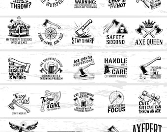 Axe Throwing Bundle SVG: 31 Funny Axe Quotes & Lumberjack Designs (Digital Download)