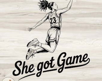 She Got Game SVG: Female Basketball Player Clipart (Digital Download)