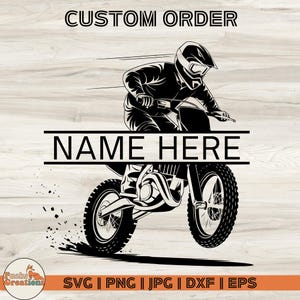 Custom Dirt Bike SVG, Personalized Motocross Rider Clipart back png, Dirt Bike Clipart, Motocross SVG laser, Digital Download