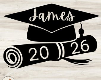 Custom 2026 Graduation SVG: Personalized Name, Cap Design (Digital Files)