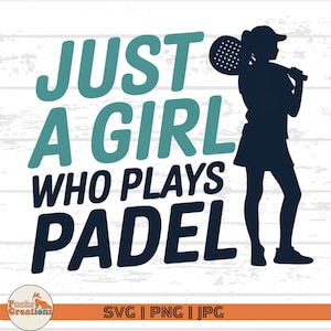 Mädchen Padel Spieler SVG: Weibliches Paddel Fan Kunst (Digitaler Download)