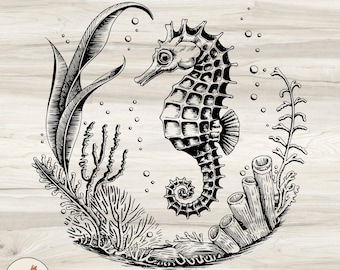 Sea Horse SVG: Ocean Animal Clipart (Digital Download)