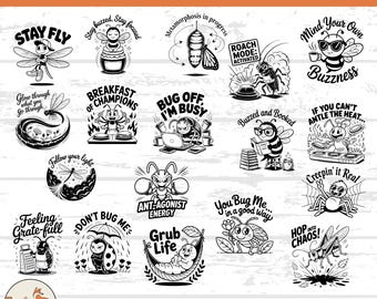 Funny Bug Quotes SVG-bundel: insecten clipart voor Cricut (digitale download)