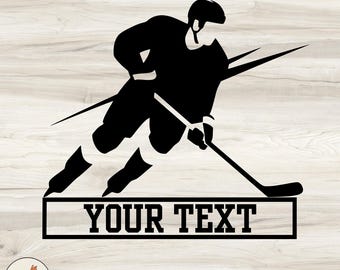 Custom Hockey Player Silhouette SVG: Team Name Sign (Digital Files)