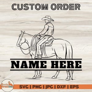 Custom Cowboy Riding Horse SVG – Western Cowboy Shirt Svg and Png, Horseback Riding Clipart with Name, Personalized Ranch Shirt