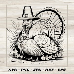 Thanksgiving Turkey SVG, Pilgrim Hat SVG, Turkey Digital Download, Turkey svg Cut File, Turkey Silhouette, turkey svg laser cut files